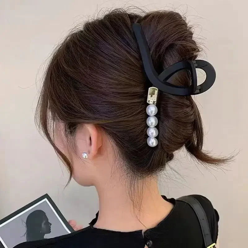 13CM Vintage Korea Matte Big Hair Claw Clip Women's Elegant Pearl Hair Clip Crab Hair Clip Women's Headwear Jewelry Gift